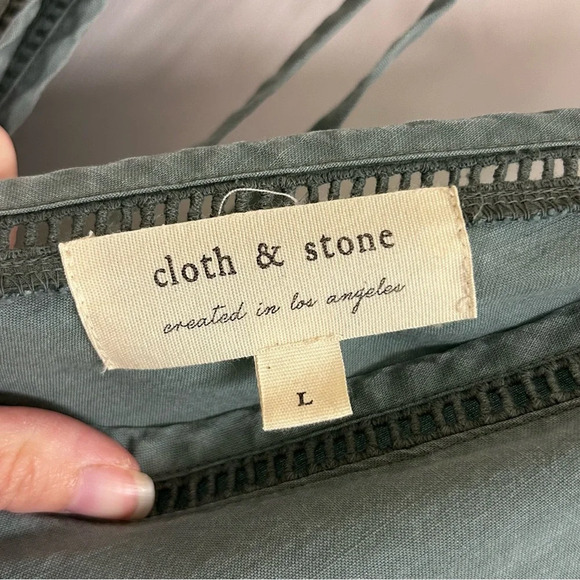 Anthropologie Cloth & Stone Juliana Jumper Sage Green Cropped Jumpsuit Womens Lg - Picture 6 of 16